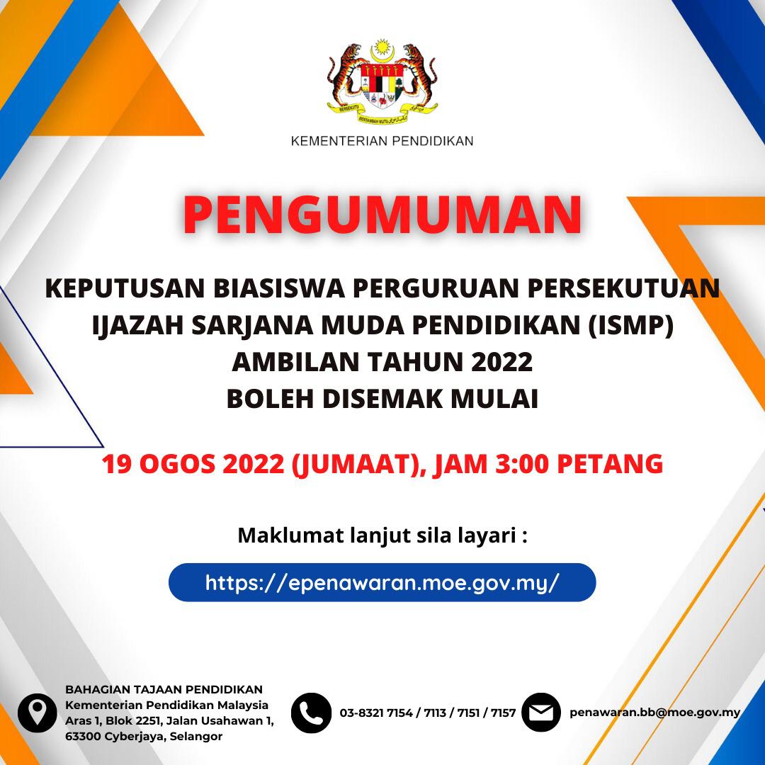 19/08/2022: Keputusan Biasiswa Perguruan Persekutuan – Ijazah Sarjana ...